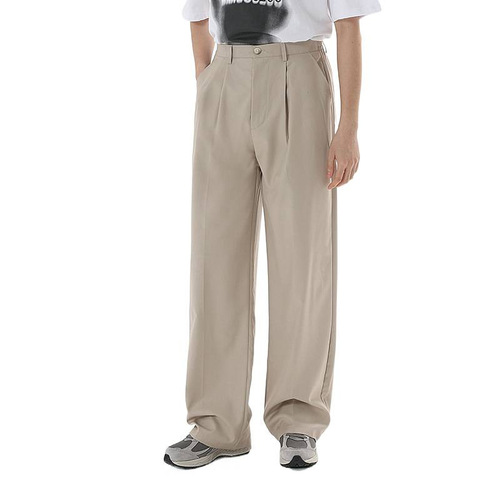 Autumn and winter style, non-iron, anti-wrinkle, drag-feeling straight trousers, all-matching loose design, Korean casual pants