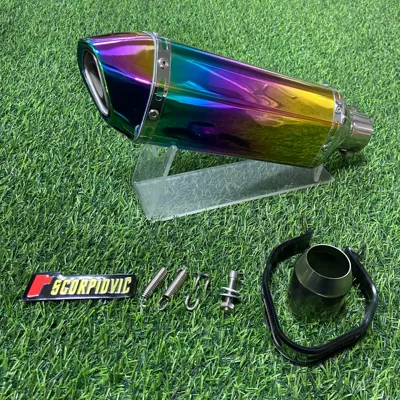 full-color exhaust pipe imitation: Motorcycle exhaust pipe - small-hexagon-370mm-full-color