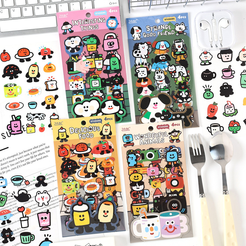 Jilu Yuezhen Wonderful Graffiti Series Flat Stickers Cartoon Animal Handbook DIY Mobile Phone Case Decorative Stickers