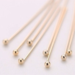 14k包金配件 diy手鍊串珠材料 保色0.5mm粗圓頭針球針v536