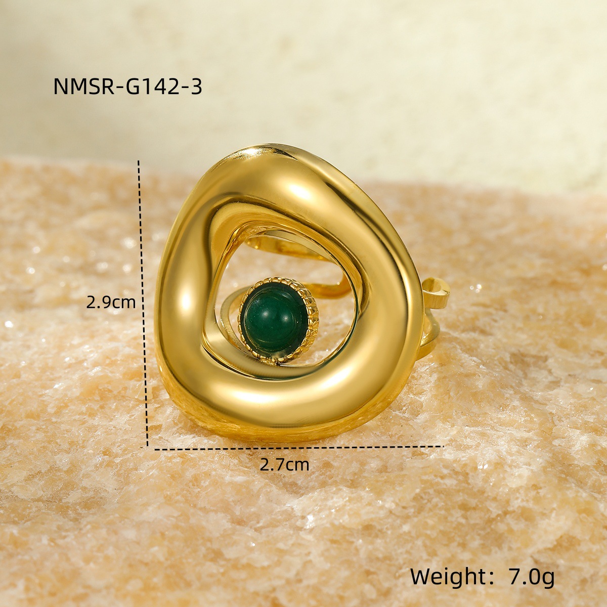 Solid Color Pattern PVD Coated Real Gold Plated Solid Color 304 Stainless Steel Simple Style Classic Style Waterproof Non Tarnish Rings