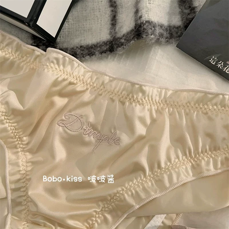 Shiny? wait ensure translation: Silky cotton pants, sexy trousers, high quality shorts, with embroidery, mid rise