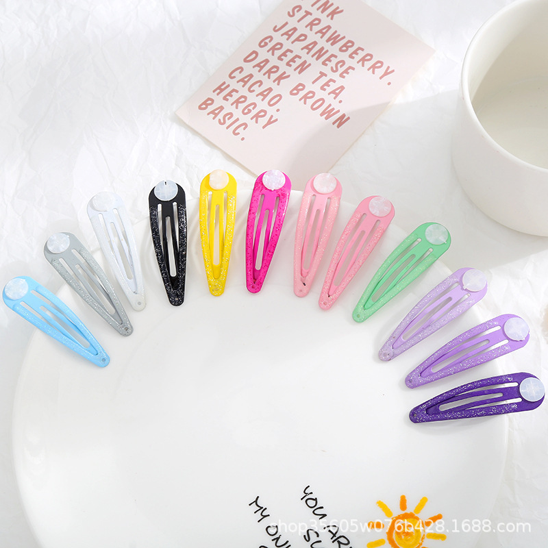 5cmキャンディーカラーのヘアピン、ヒョナ風カラフルなウォータードロップクリップ、オイルドロップBBクリップ、ヘアピン、子供用サイドヘアクリップ|undefined
