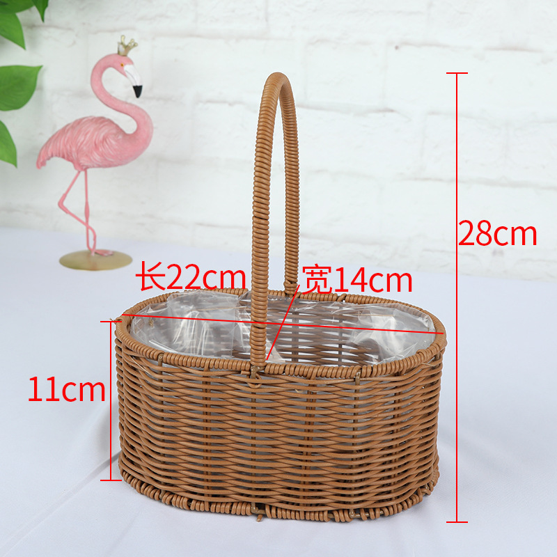 Cestas de flores de caña tejidas a mano canasta de mano pastoral creativa Qixi Festival de caña floral decorativa canasta huevo