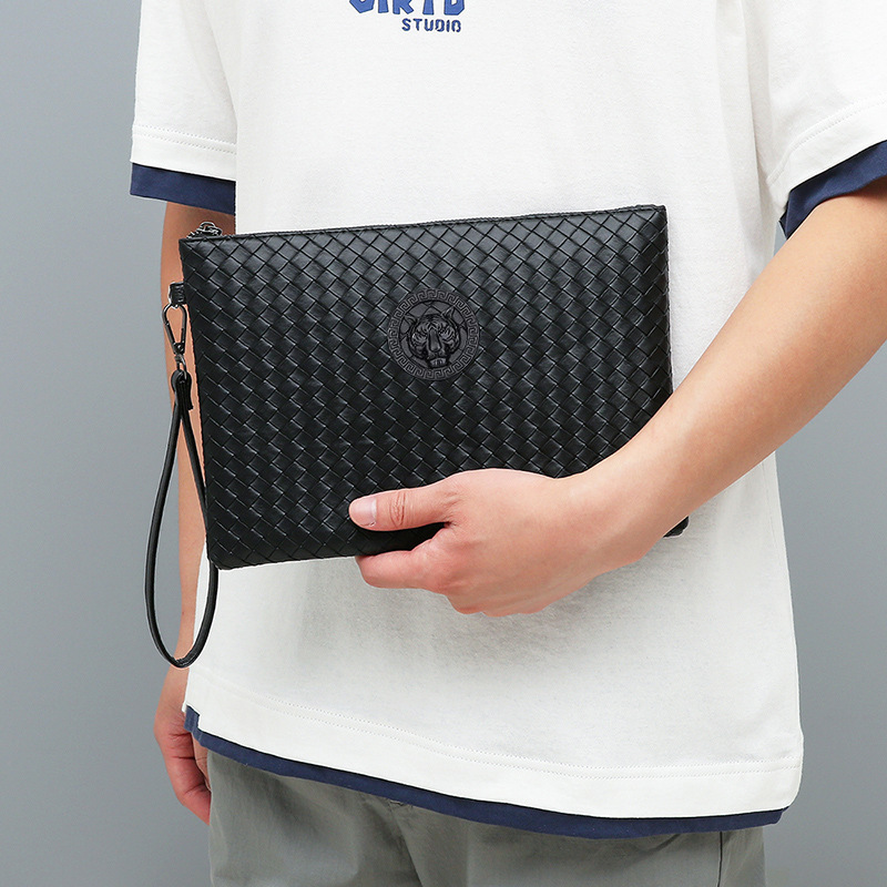 Nuevo bolso de mano de hombre tejido de gran capacidad sobre bolso de cuero suave de moda bolso de hombre de negocios transmisión en vivo un agente de cabello image 3