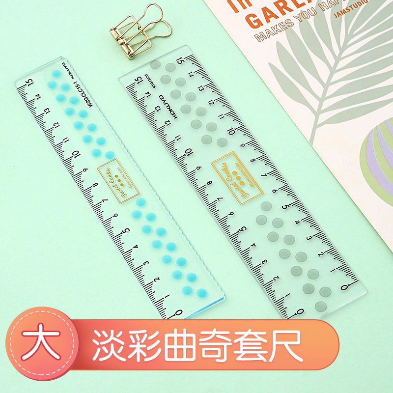 Japan Kokuyo KOKUYO Tancai Cookie Ruler 15/20cm Simple Double-Scale Transparent Triangle Ruler Set
