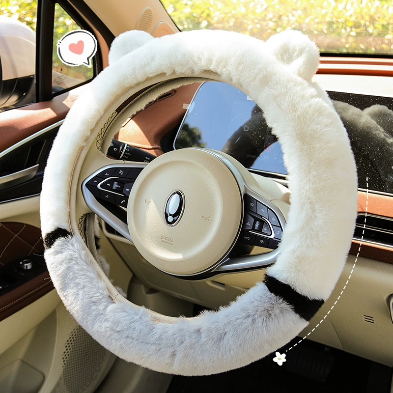 Winter plush keep warm non-slip steering wheel for men and women, cute universal handle