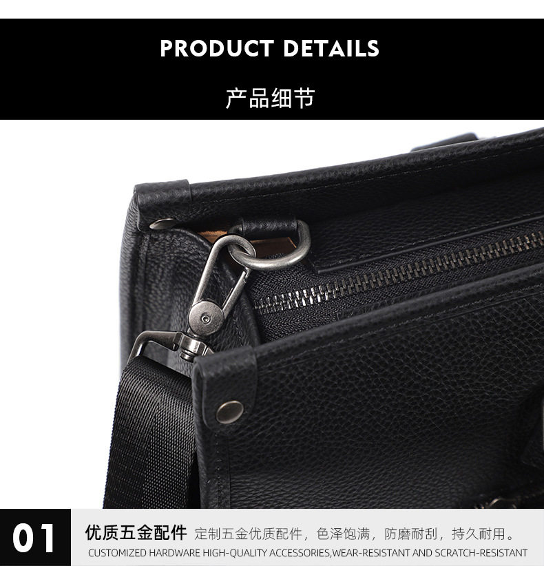 Túi xách tay nam da bò thật đựng laptop 15,6 inch kiểu công văn, 40×13×29 cm — Lớp lót nỉ cao cấp màu đen chi tiết 18
