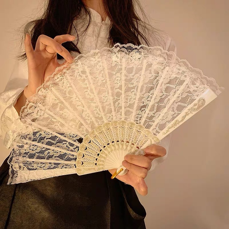 Abanico Plegable de Encaje de Plástico, Estampado, para Danza image 12