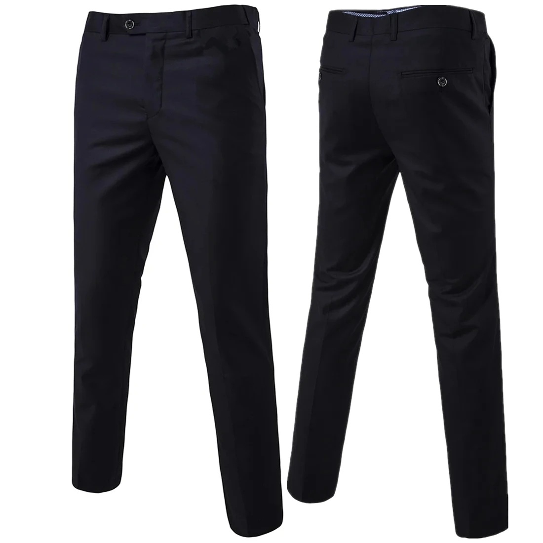 Pantalon noir slim pour homme, coupe droite, idéal pour le travail, le printemps et l'automne, idéal pour les affaires ou les tenues de soirée_voghion.com