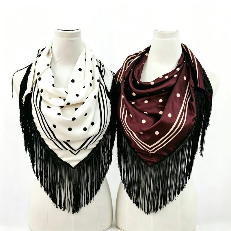 Multifunctional Printed Tassel Triangle Scarf, Summer Shawl, Latin Dance Triangle Scarf, Winter Triangle Scarf