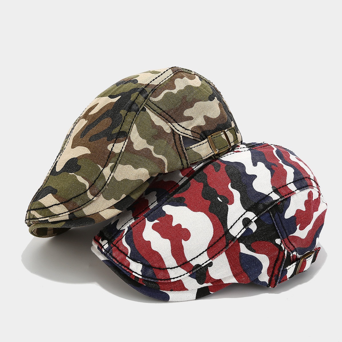 Otoño nuevo hombre al aire libre lavable camuflaje sombrero de avance jungla caminata retro gorra corta gorra mujer boina image 4