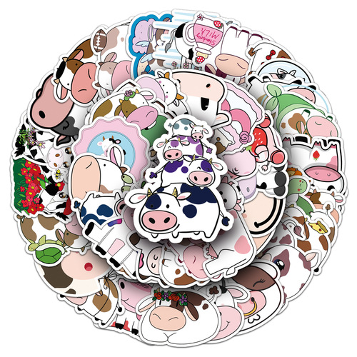 50 ins style cute cow cartoon decoration creative scooter notebook refrigerator guitar suitcase stickers
