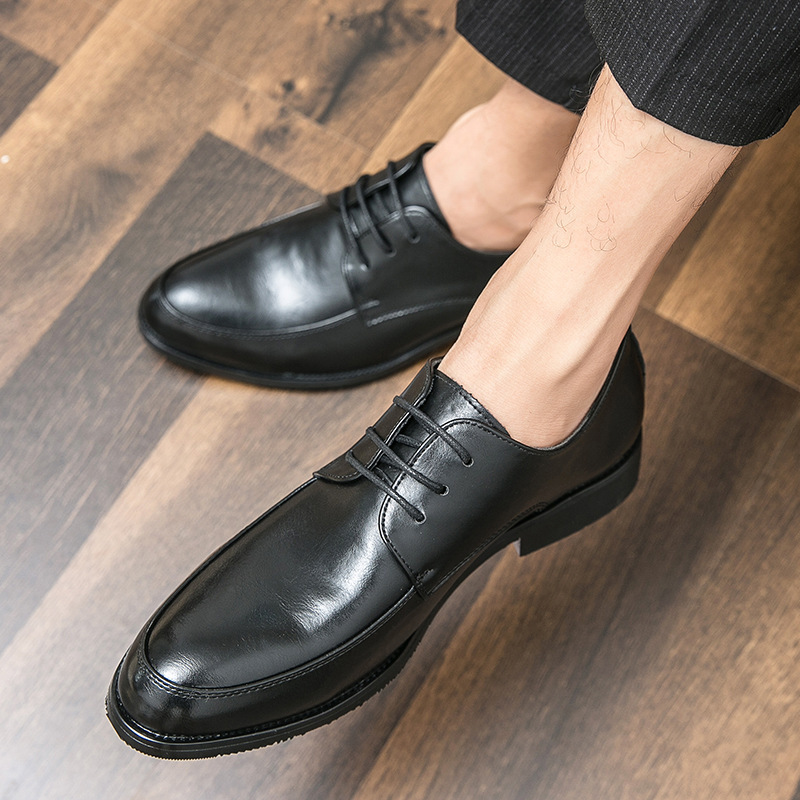 Zapatos de cuero de negocios para hombres primavera y otoño coreanos zapatos de moda de punta novio zapatos de derby image 3