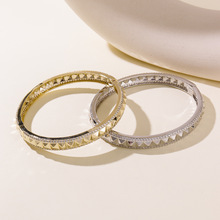 新品菱形微镶锆石手镯戒指套装简约风格铜镀金女式饰品跨境代发