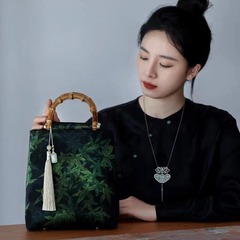 雅集手包香雲紗竹節チャイナドレスのハンドバッグ新中国式古風漢服国風女性カバンのスカートのハンドバッグ