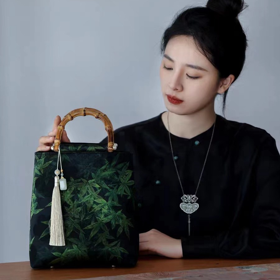 Yaji Xiangyun gaze, cheongsam en bambou, sac à main, nouveau Hanfu ancien, sac pour femmes de style chinois, jupe, sac à main_voghion.com
