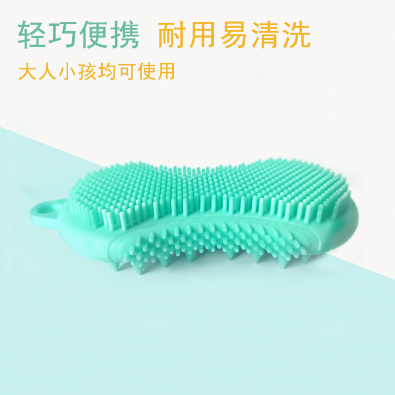 New Silicone Shower Brush for Babies and Adults, Back Scrub Massage Shower Silicone Bristle Brush, Infant Hair Washing Brush