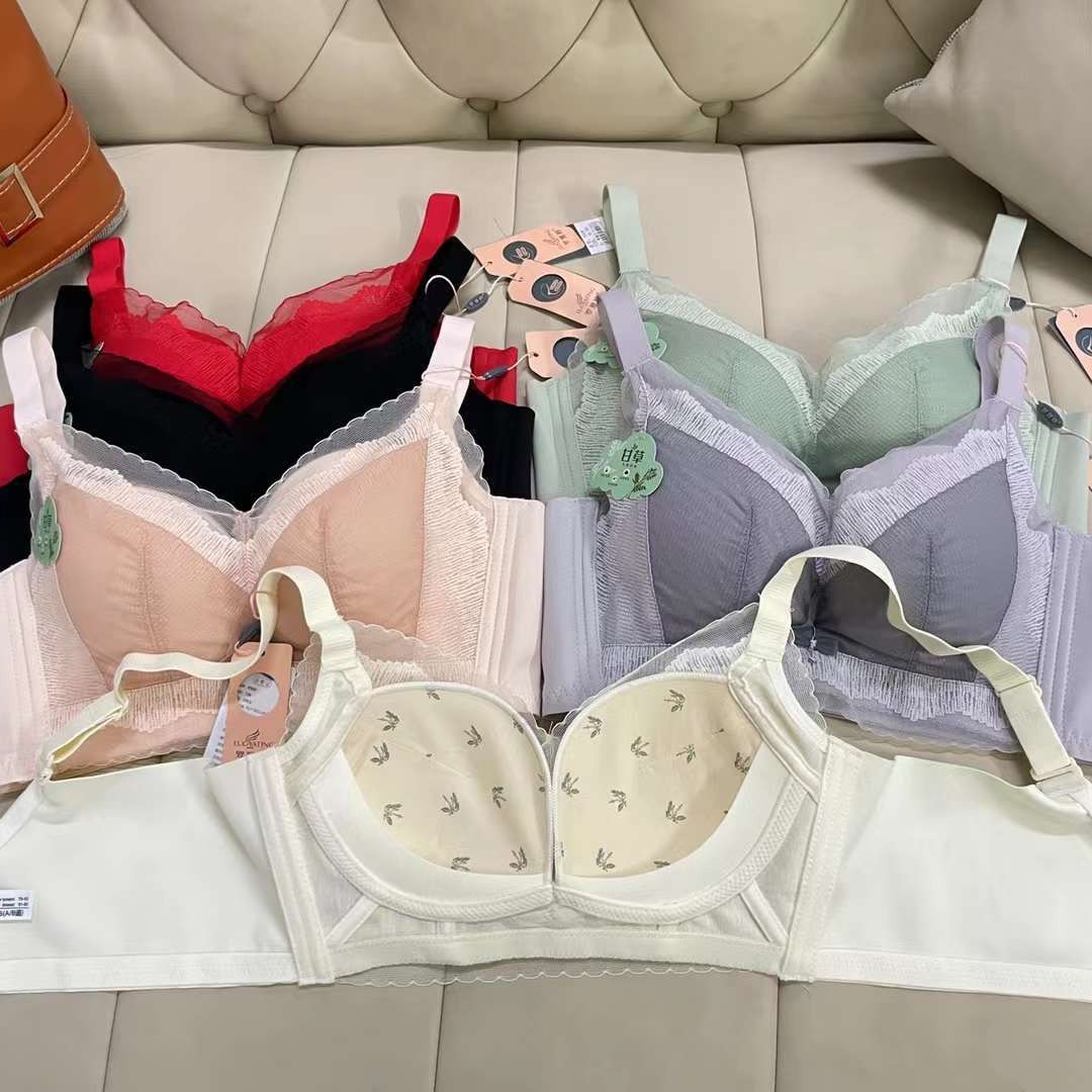 Nuevo sujetador de alta calidad de moda de encaje jacquard transpirable ajustable confortable tipo de botón múltiple tipo de ropa interior de mujer