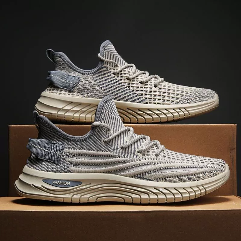 Летняя новая мужская обувь летающая дышащая спортивная повседневная обувь корейская версия дикая мягкая подошва противоскользящая ленивая обувь