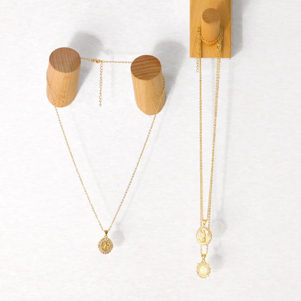 fashion religious creative diamond geometric round pendant