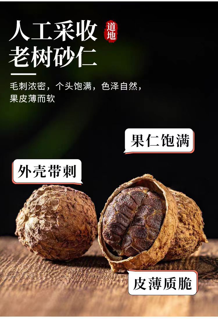 Sha Ren (Amomum villosum) Dried Fruit — Guangdong Grown Food-Herb Spice, 500g specifications