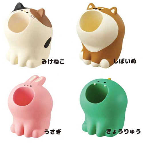 Dining Man Japanese-style miscellaneous creative cute Shiba Inu pink rabbit pen holder paper clip organizer office stationery resin ornament