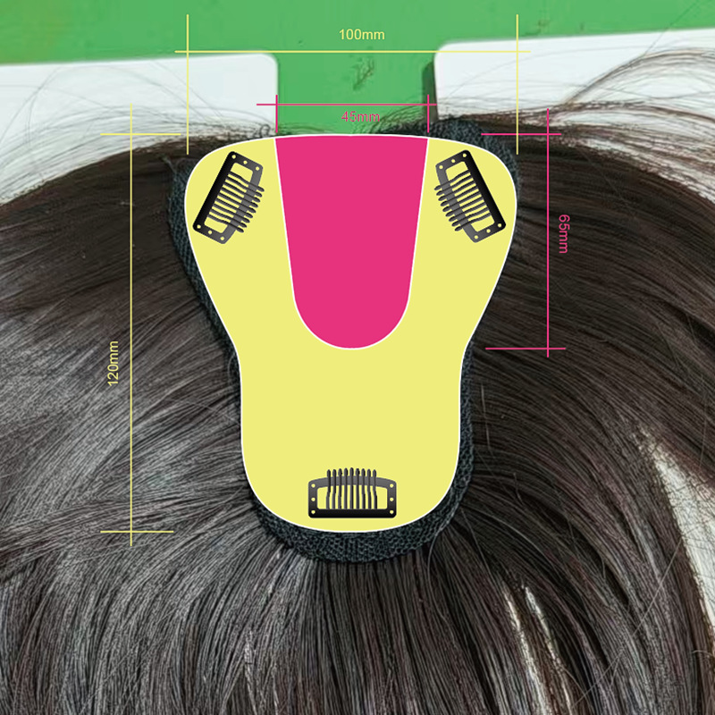 Swiss Hand-Woven Hairpiece for Women, Thin Hairpiece with Middle Parting and Figure-Eight Bangs, Lightweight Hairpiece with Figure-Eight Bangs