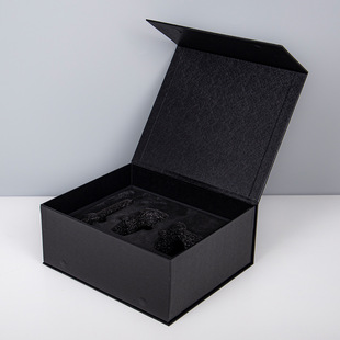Black Business Gift Box Uv Stereo Logo Enterprise Ip Customized Anime Figure Bubble Wrap Lined Packaging Box