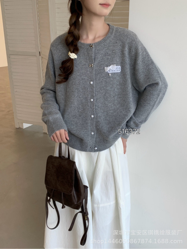 琪镌绘制薄外套女士2025年秋季新款毛衣开衫针织上衣外搭516327|undefined