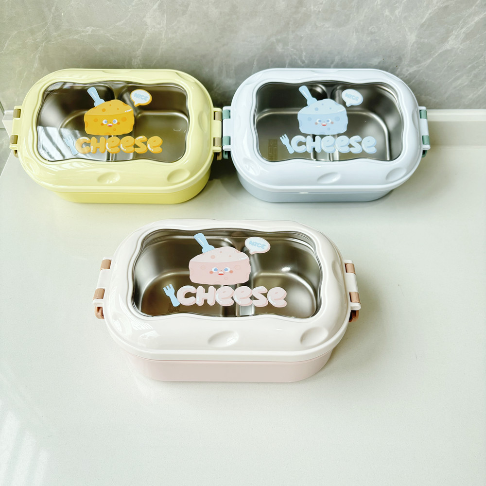 Wholesale 304 stainless steel lunch box student office worker cute Japanese lunch box partition insulation heating bento box