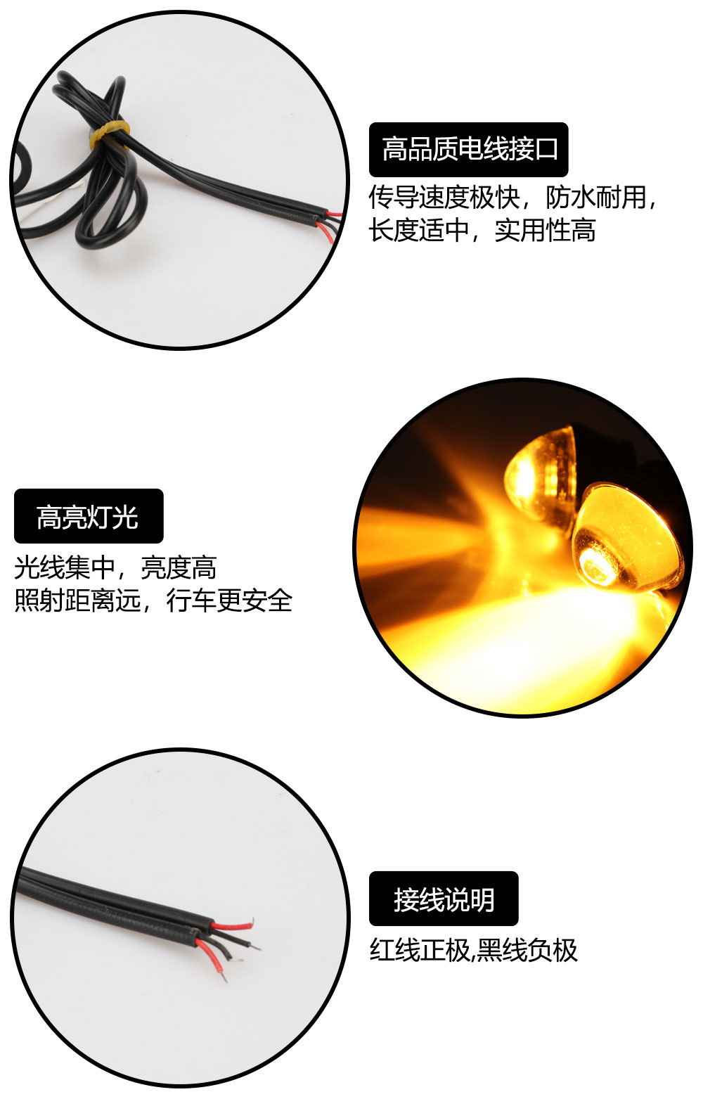 New car led eagle eye light 15W high power light truck fish eye light counterattack light large mirror daytime running light