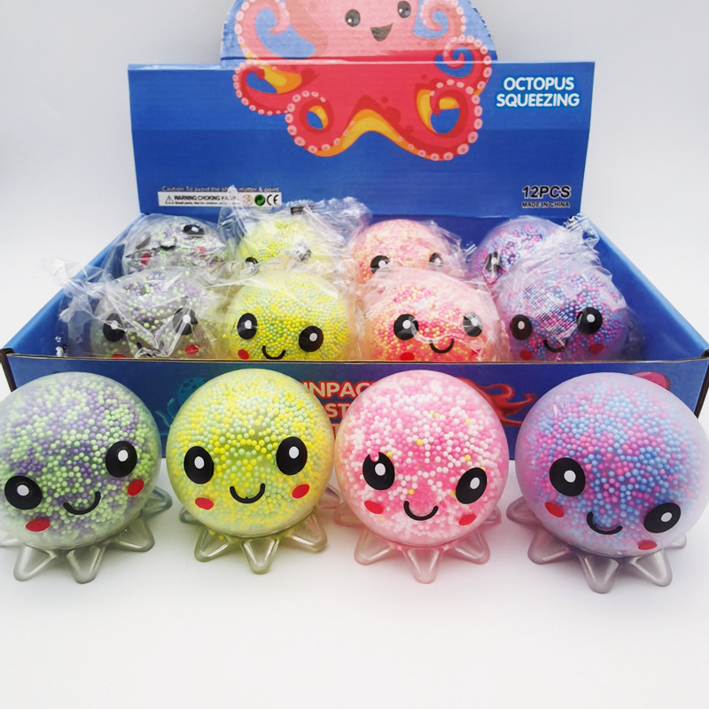 Cross-border luminous octopus pinch music foreign trade octopus vent decompression air ball TPR toys wholesale