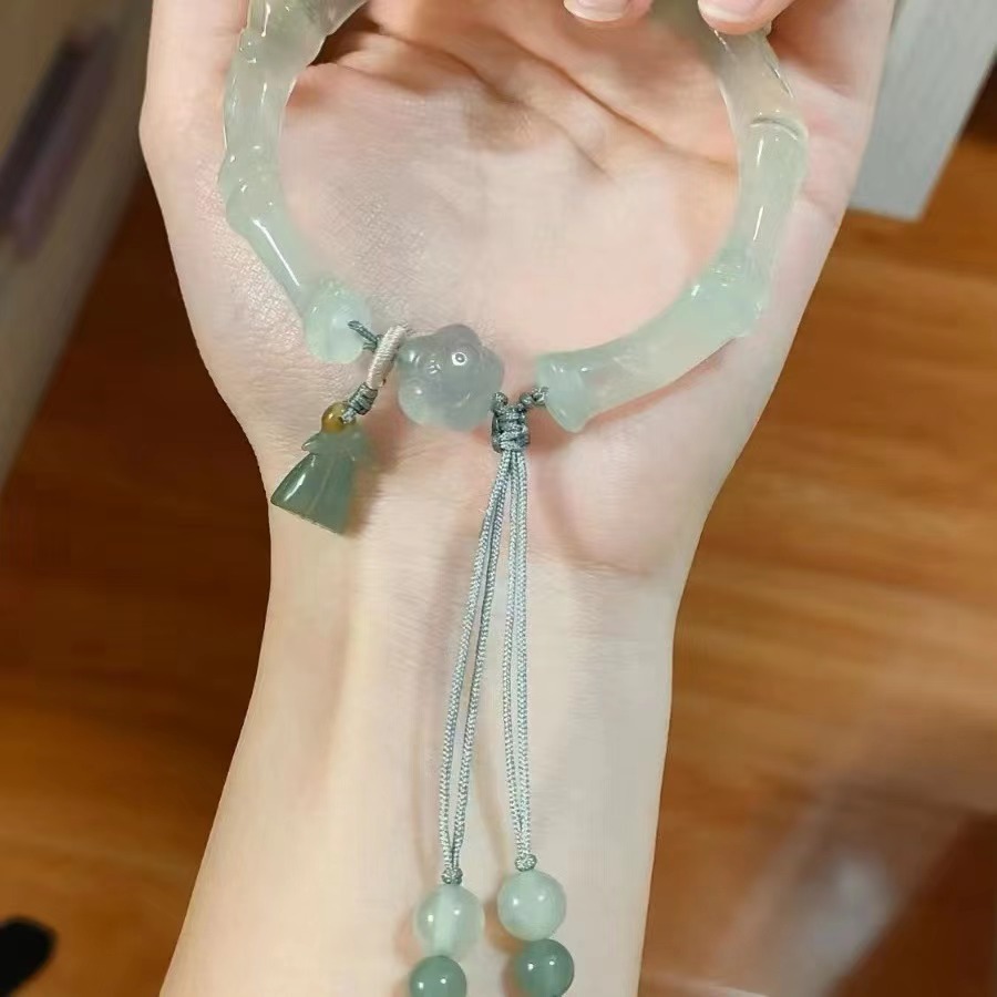新中式复古风竹节莲蓬手镯小众设计清冷感女精致古风莲花手链时尚