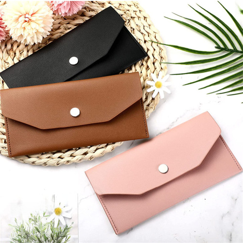 Cash envelope bag PU leather cash bag Handheld ladies cash purse Long square wallet