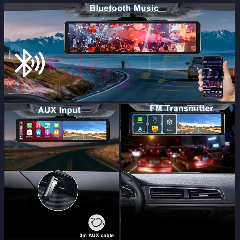 Cross-border screen driving recorder streaming media rearview mirror 4K HD Carplay before and after double recording GPS track