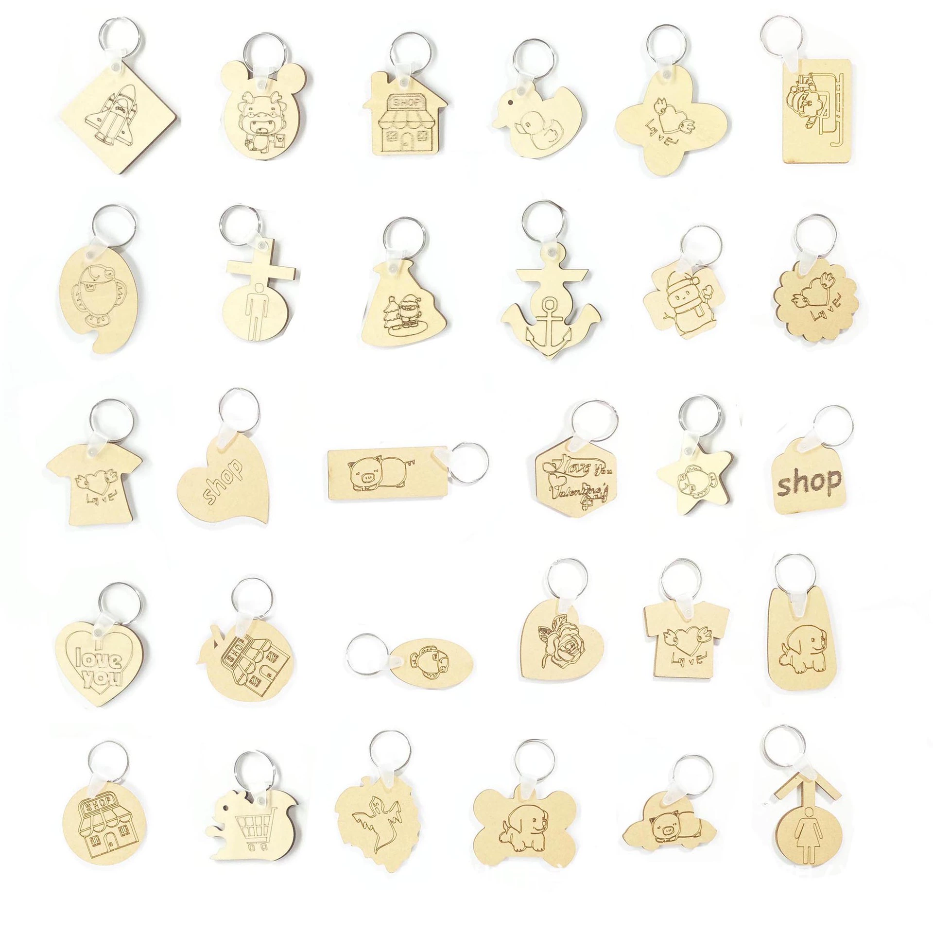 30 Pieces Wood Keychains, Material for Laser Engraver,