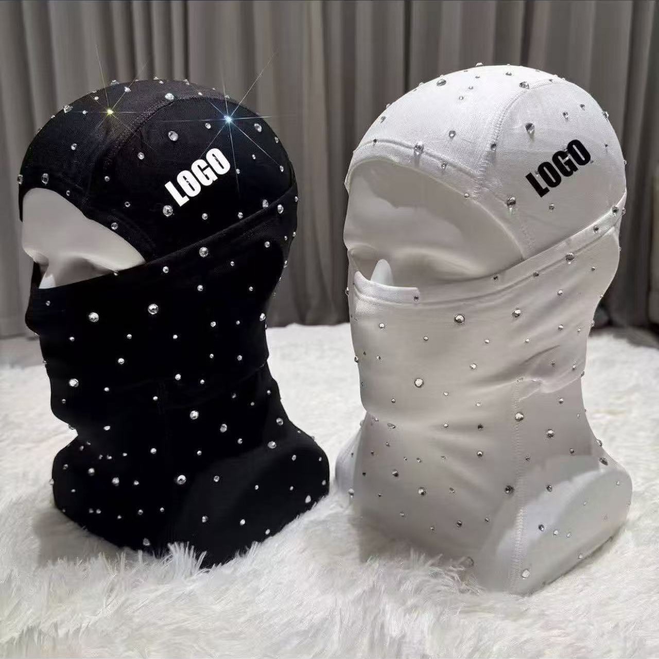 Cross-Border Diamond-Encrusted Starry Sky Warm Headgear for Women, Outdoor Cycling Ski Mask, Cold-Proof Sports Balaclava