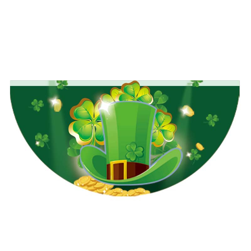Nueva Bandera de abanico del día de San Patricio transfronterizo día irlandés decoraciones al aire libre impresión creativa Bandera de semicírculo