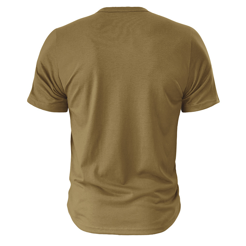 Heißer Sommer Atmungsaktive Herren Henry Kurzarm T-shirt Europäische und Amerikanische männer Taste Einfarbig T-shirt Top_voghion.com