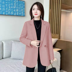 スーツのコートの女性2024の新型の春と秋の韓国版のゆったりしているカジュアルな気質の小さい背のオープンフォークのスーツの上着の女性