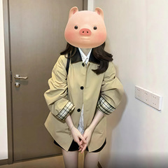 卡其色短款风衣外套女2025春秋新款韩系感气质休闲宽松小个子百搭