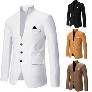 Amazon Foreign Trade Spring New Solid Color Collar Casual Suit Men's Youth Large Size Suit Men's Single Western Jacket