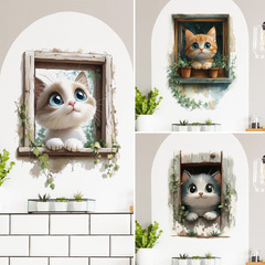 絵の枠のかわいい猫の壁は浴室の便器の蓋を貼って飾ります。