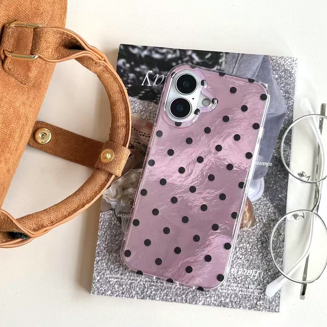 Simple lunares tridimensional rosa adecuada para Apple 15ProMax Girl Heart 16Pro funda para teléfono móvil 14/13 nuevo 16