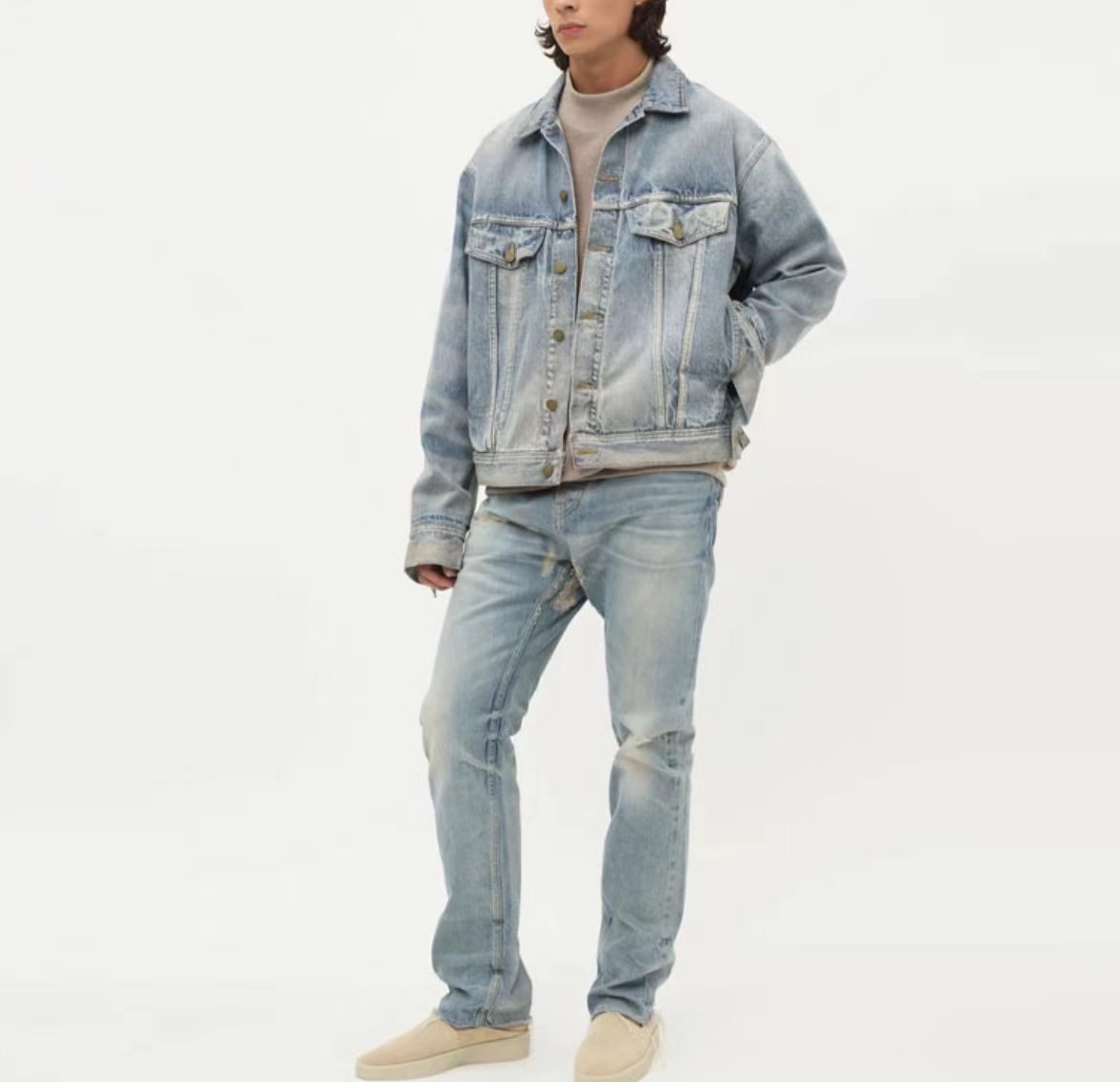Men's Clothing heavy washed distressed denim jacket for men and women bf hip hop high street loose coat jacket_viptrois.com
