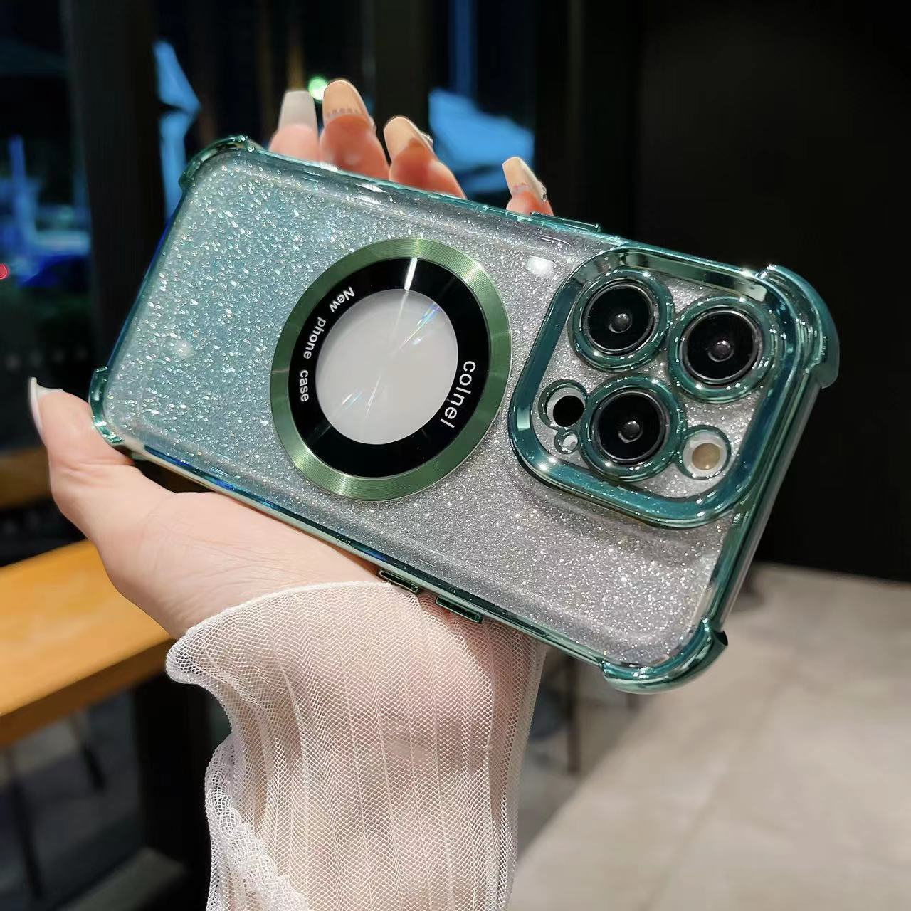 Gradiente de color de succión magnética Apple 15Promax de cuatro esquinas resistente a caídas de la manzana 13/12/11 caja del teléfono para IP14/13P