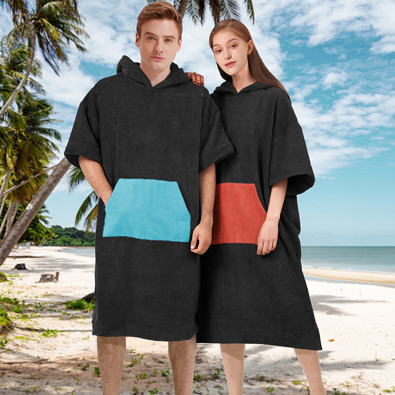 Amazon hooded beach changing quick drying bathrobe swimming microfiber cloak bath towel diving beach cloak bath