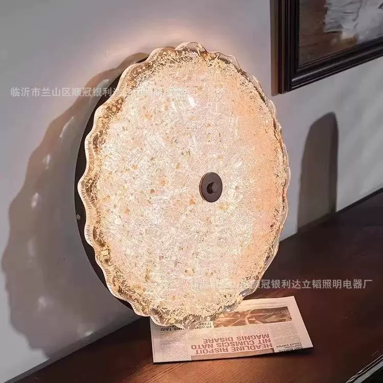 高级感法式轻奢胡桃色房间灯金箔中古卧室吸顶灯美式复古客厅主灯