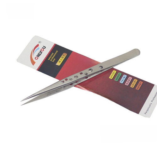 ONLYOU SS 34A 7-SA SR Premium Stainless Steel Sandpaper Tweezers with Hollow Anti-Slip and Anti-Magnetic Precision Tweezers